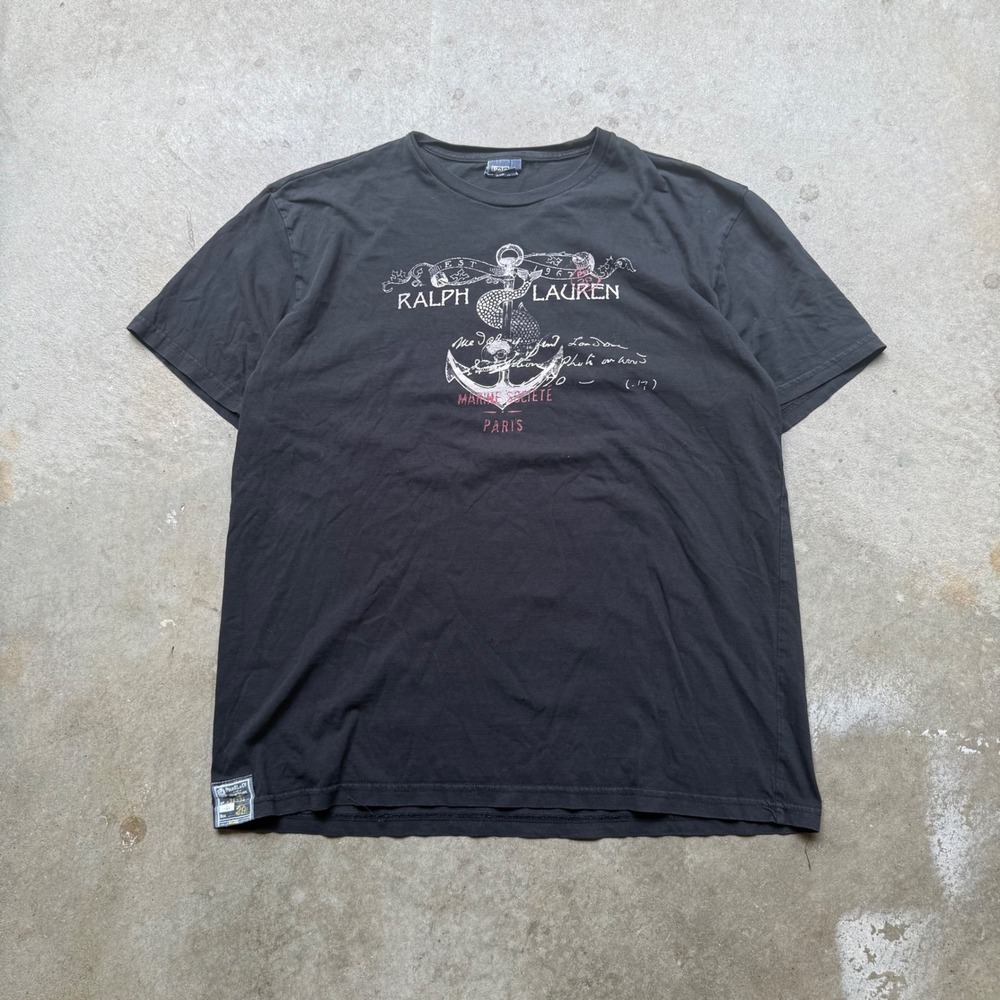 Polo Ralph Lauren Marine Societe Paris Anchor T-Shirt Black Mens L